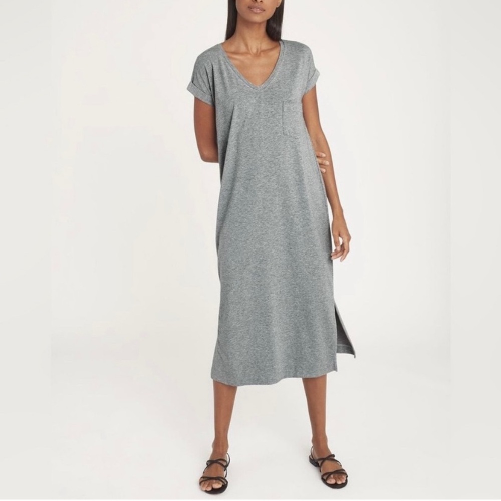 Cuyana Pima Cotton V-Neck Short Sleeve T-Shirt dress